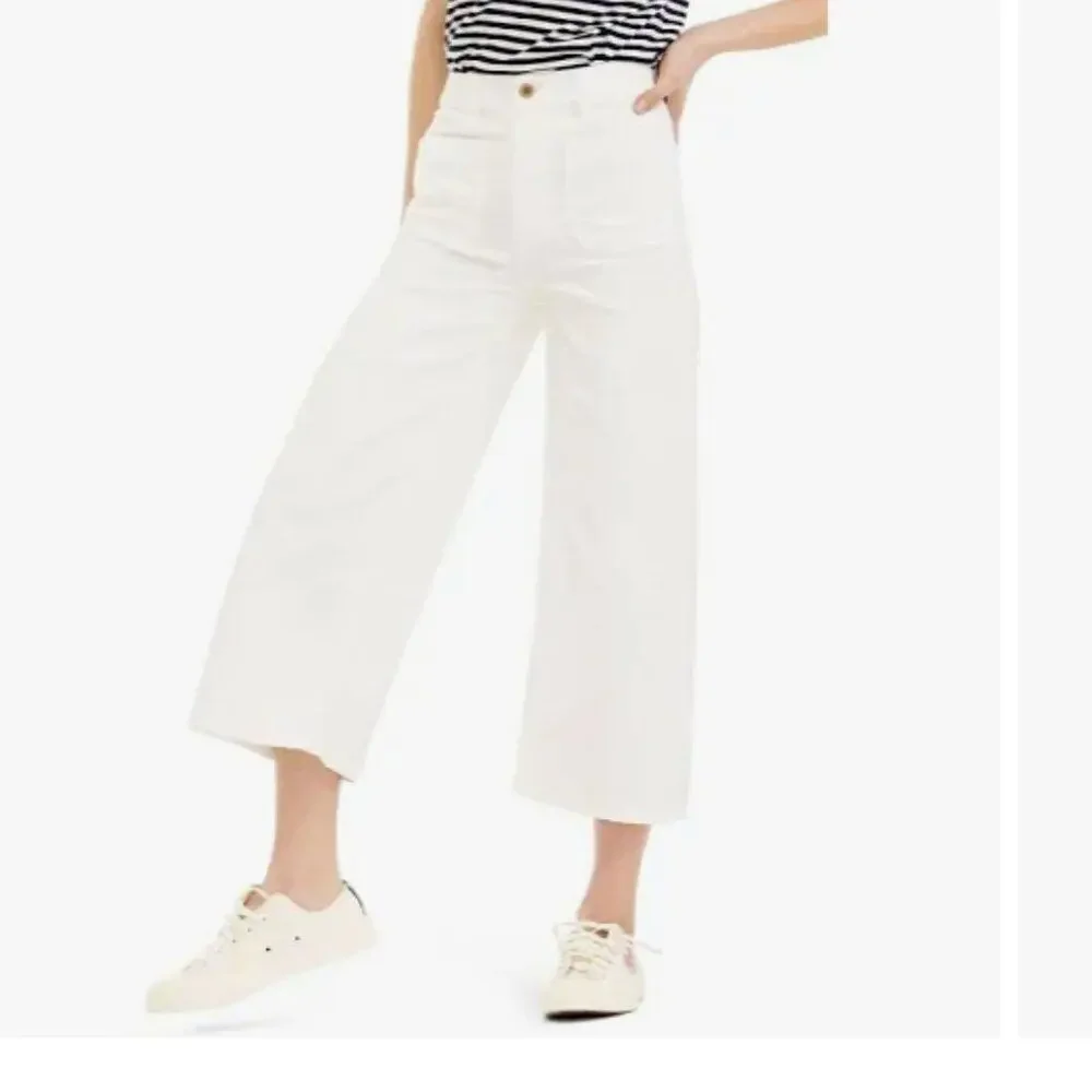 Point Sur J. Crew Womens Size 31 White Crop Wide Leg Cotton Jeans